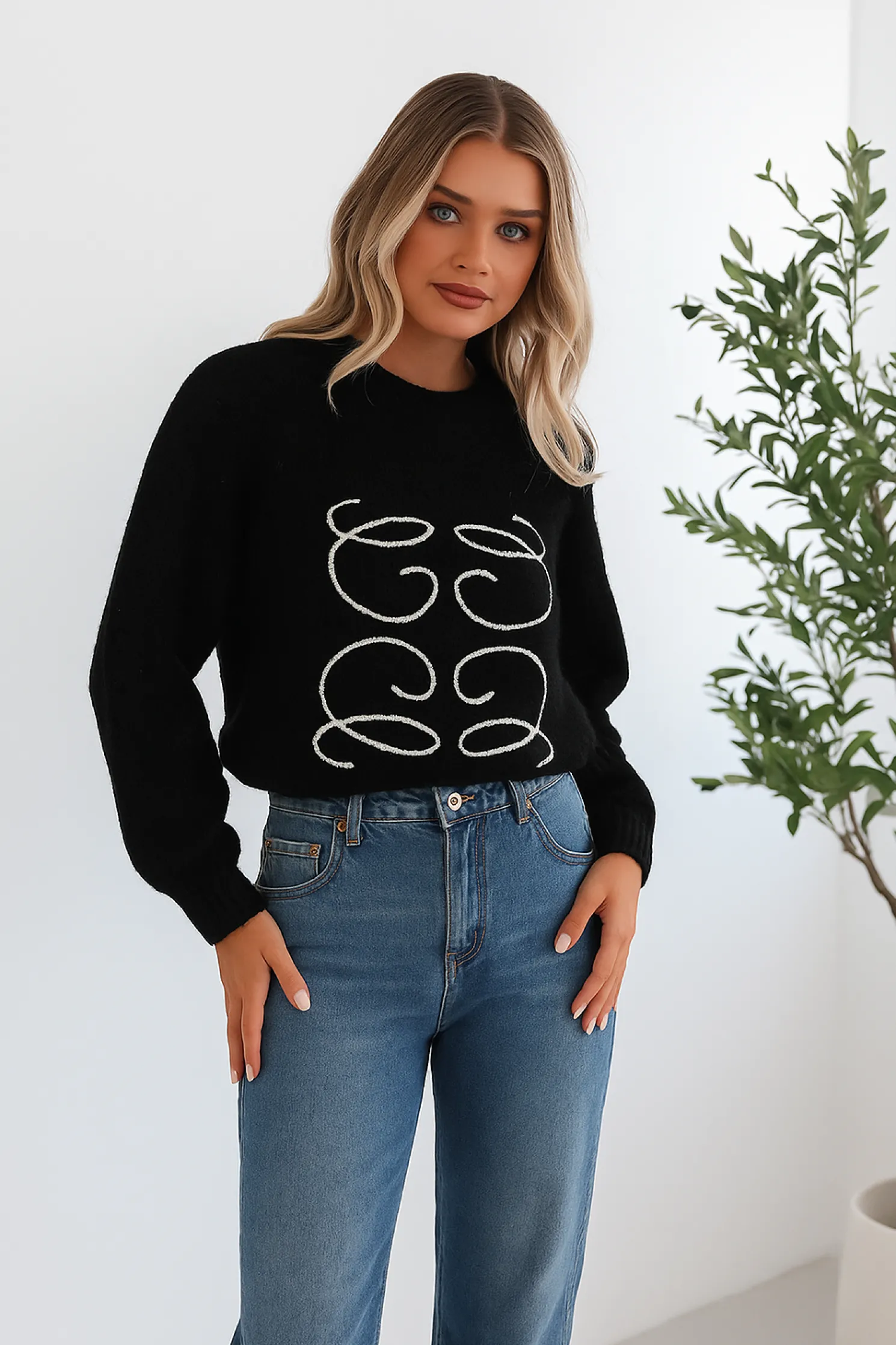 Adelaine Knit - Black Print