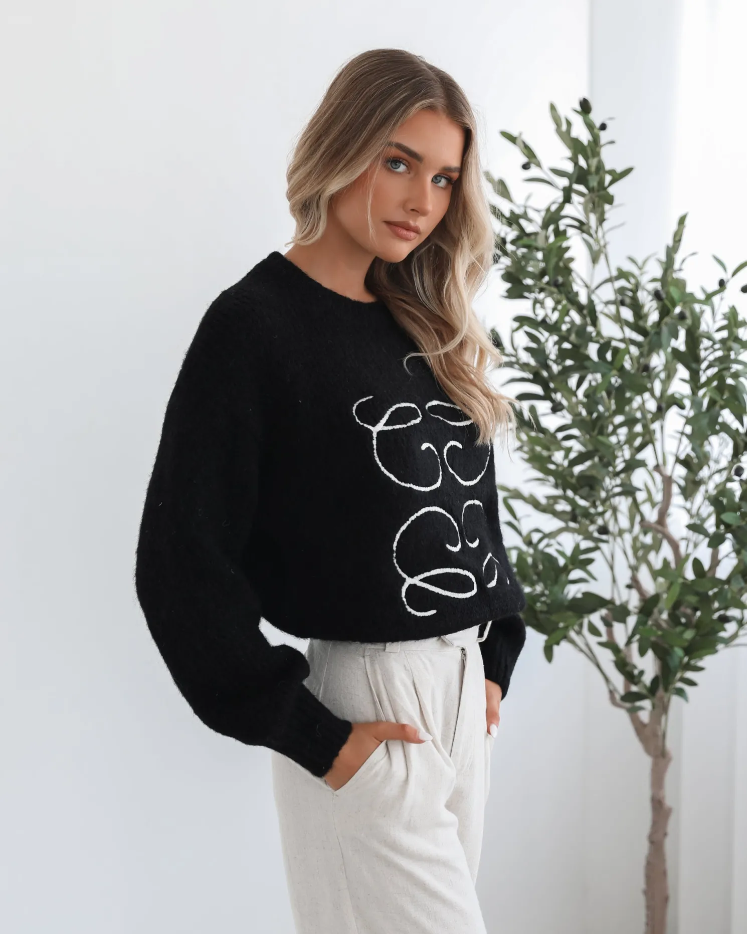 Adelaine Knit - Black Print