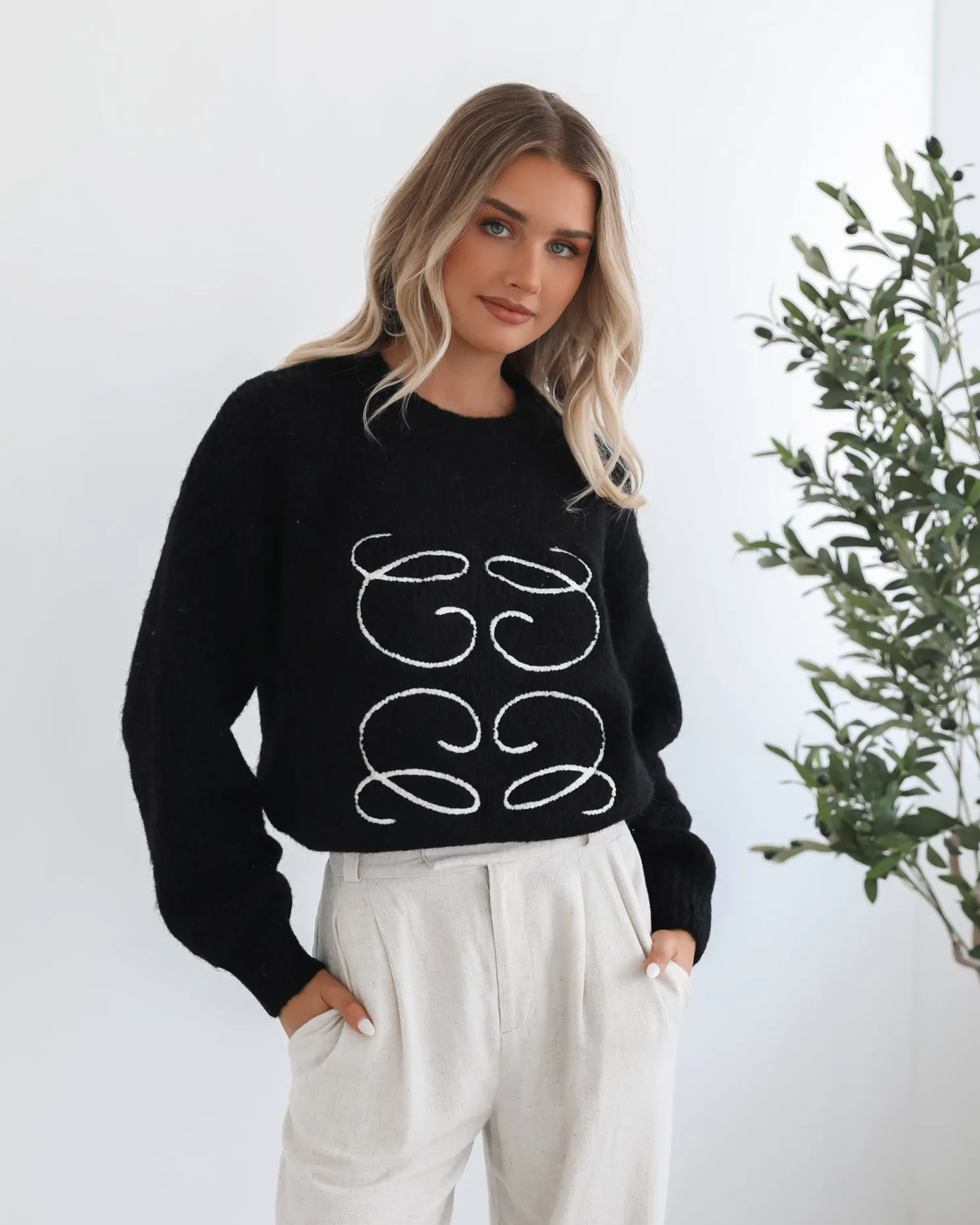 Adelaine Knit - Black Print