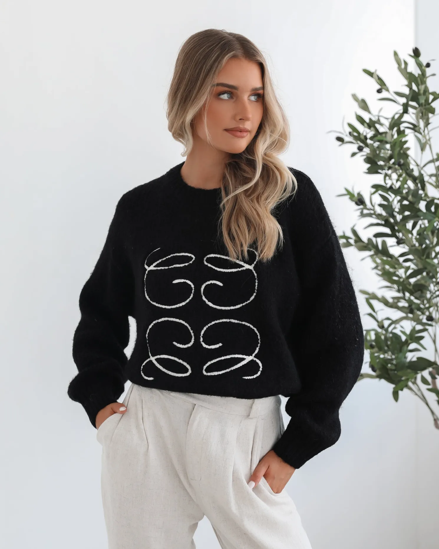 Adelaine Knit - Black Print