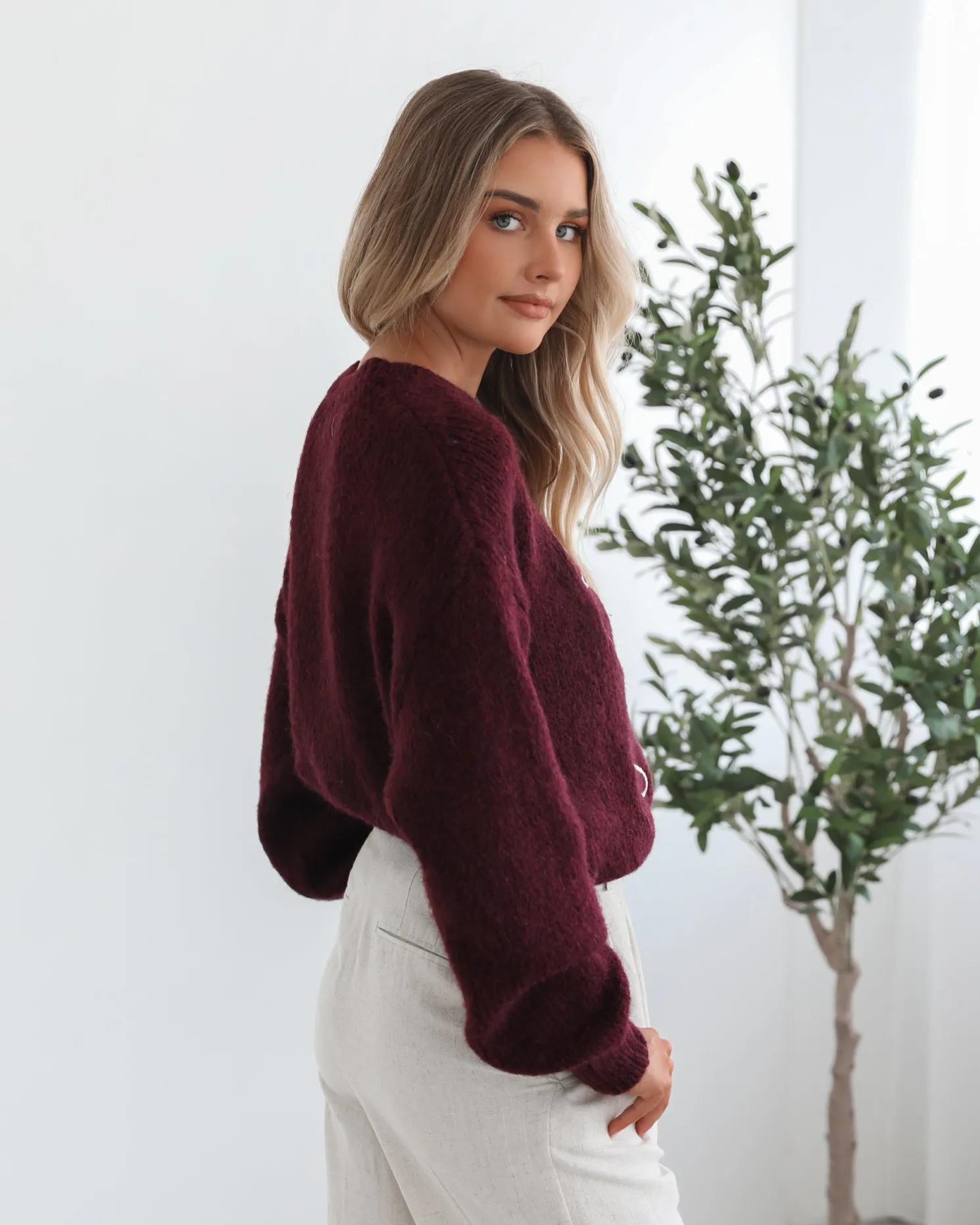 Adelaine Knit - Wine Print