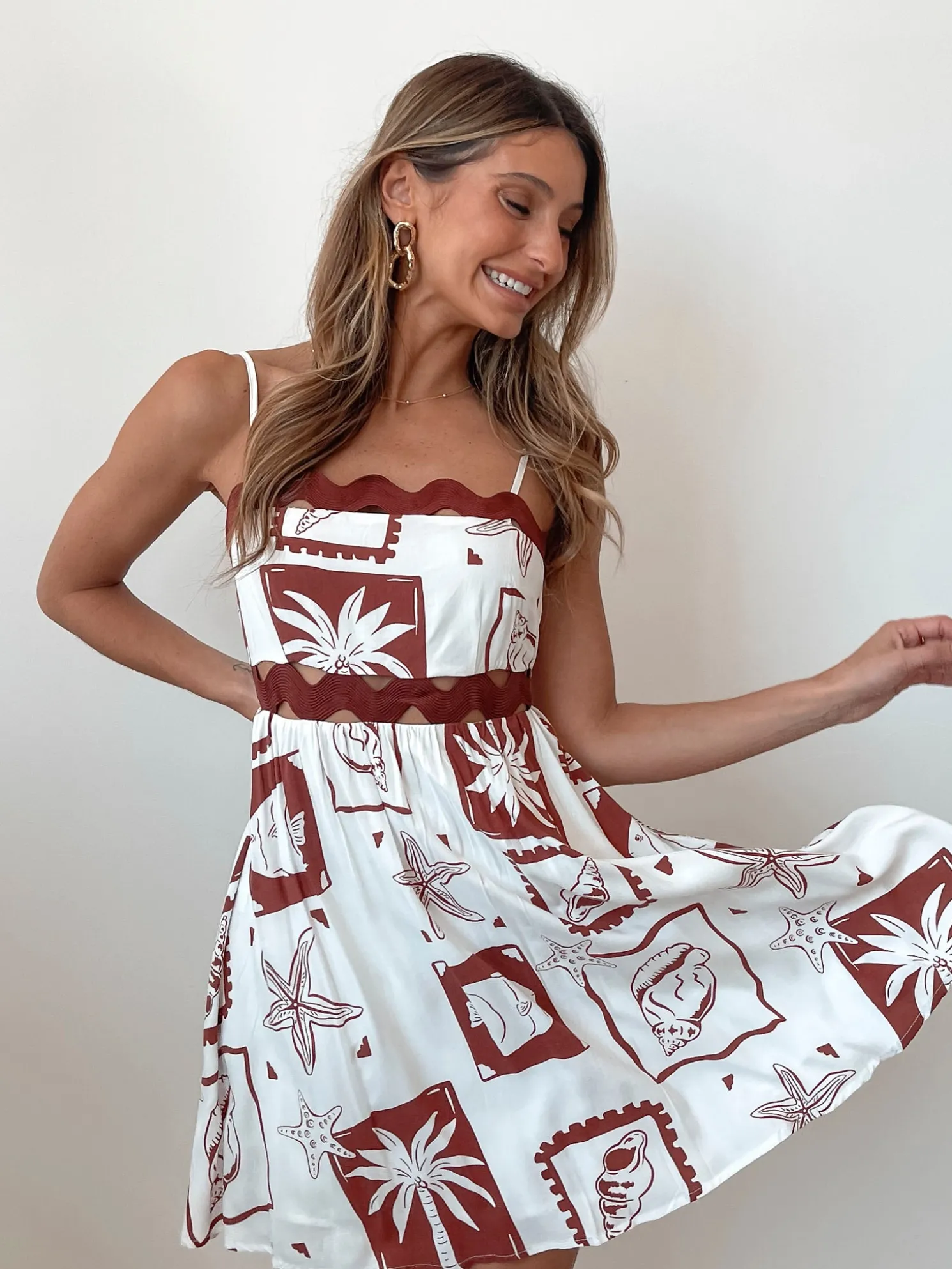 Dorienne Dress - Brown Print