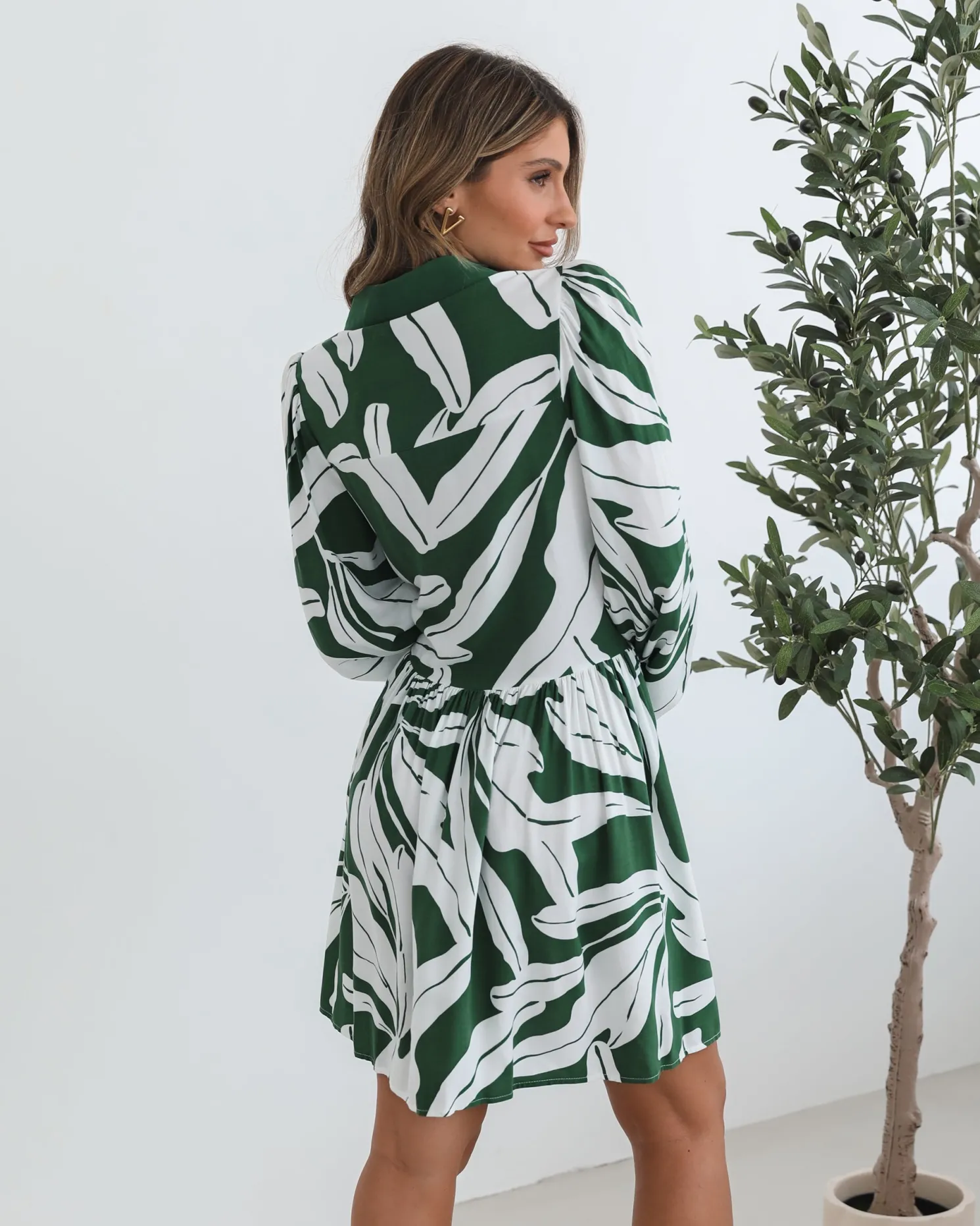 Eilynne Dress - Green Print