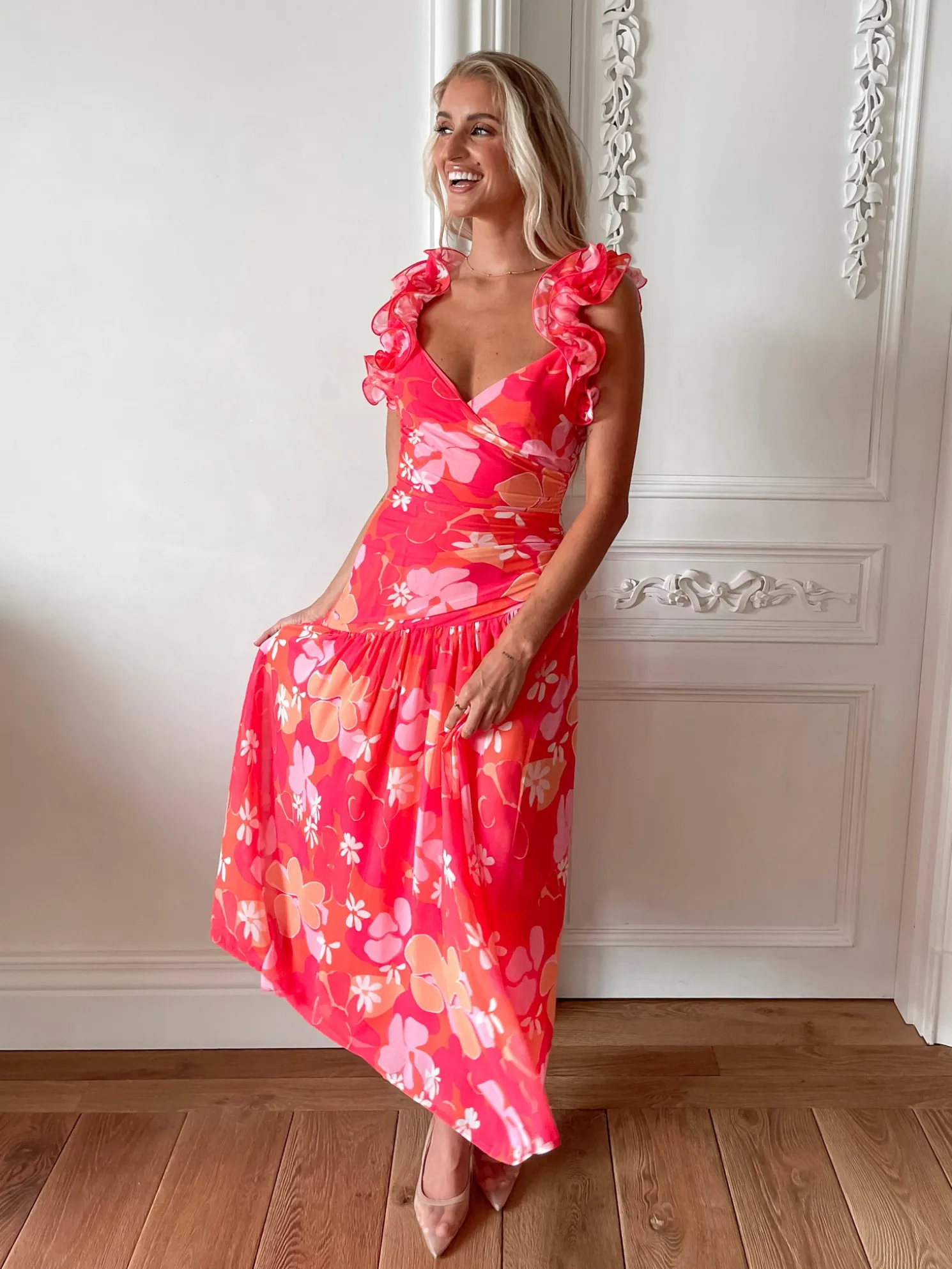 Emmaline Dress - Orange Floral