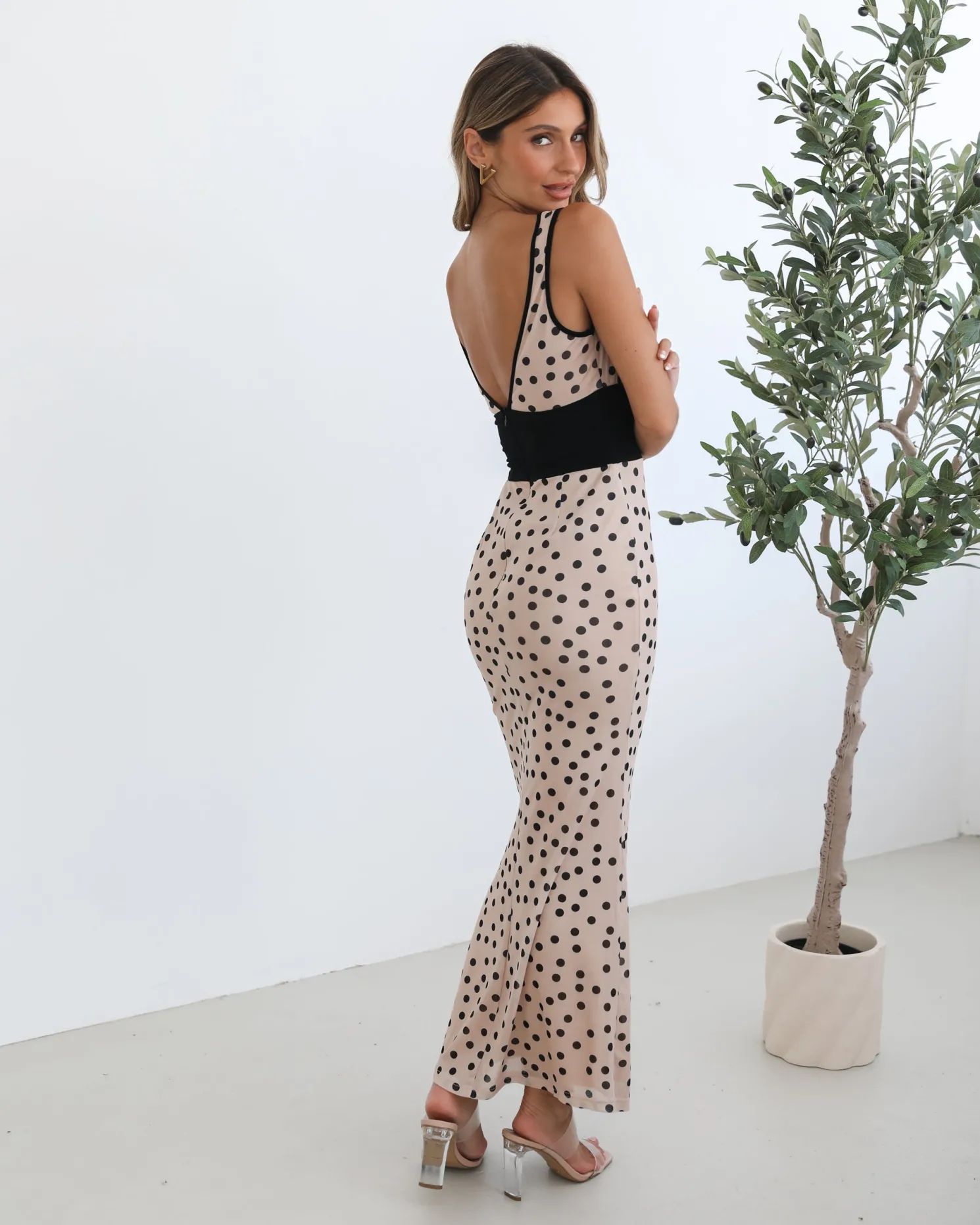 Fabrienne Dress - Beige Spot