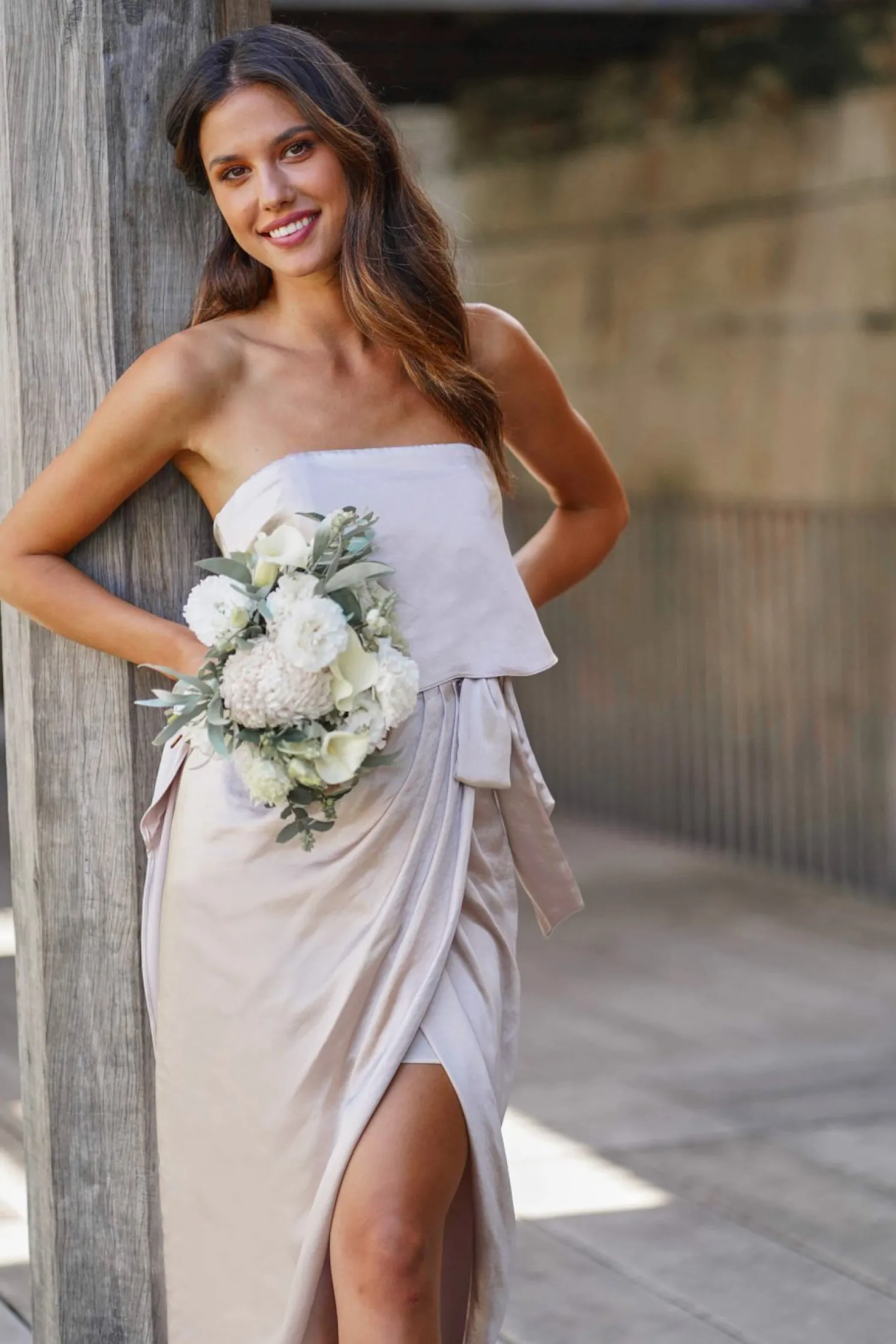 Fleur Strapless Dress - Champagne