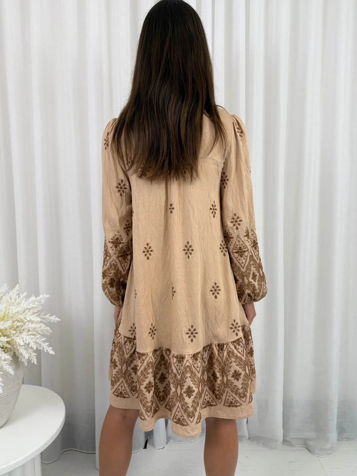 Jenayah Dress - Tan Print