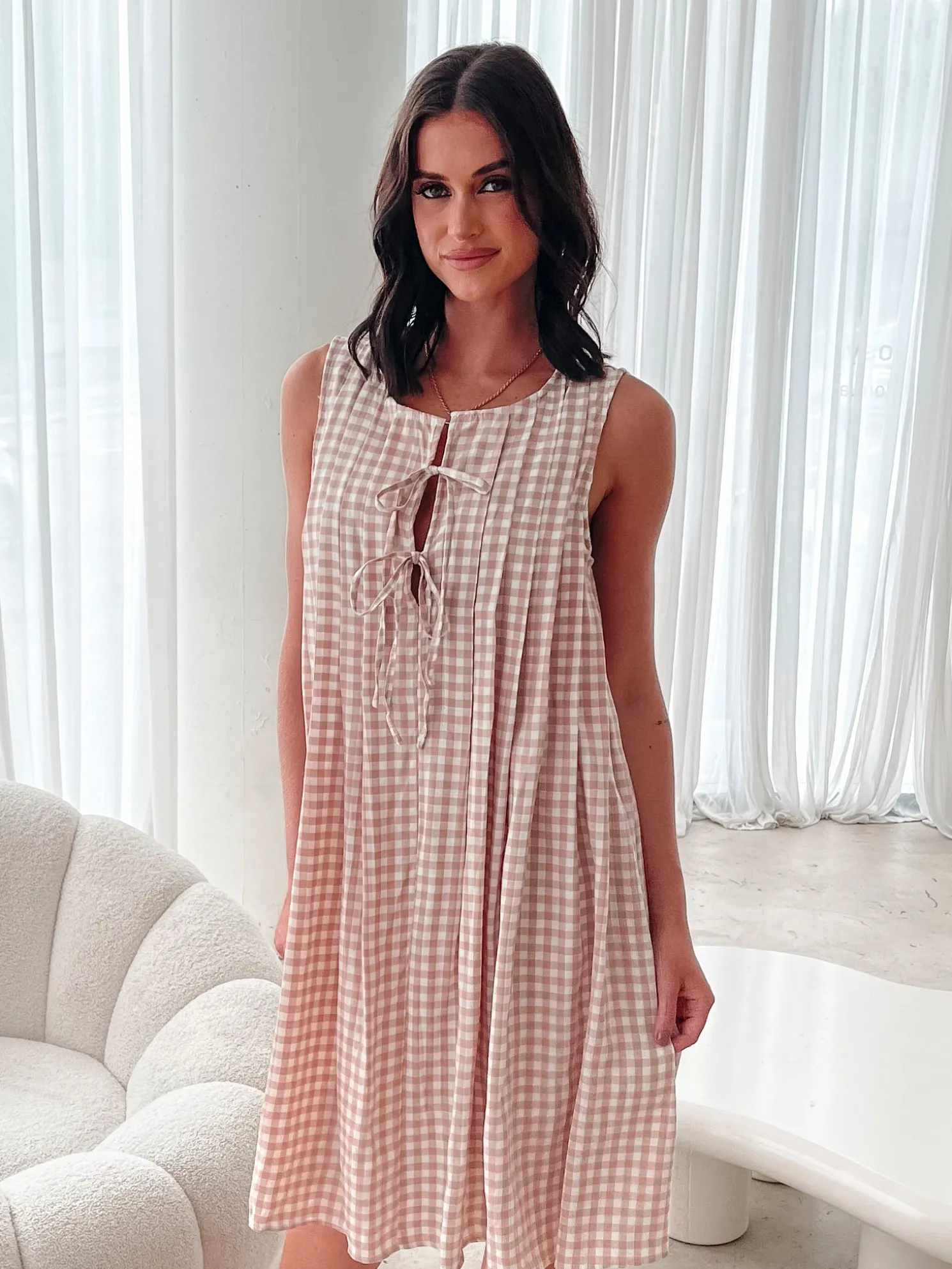 Kearah Dress - Beige Gingham