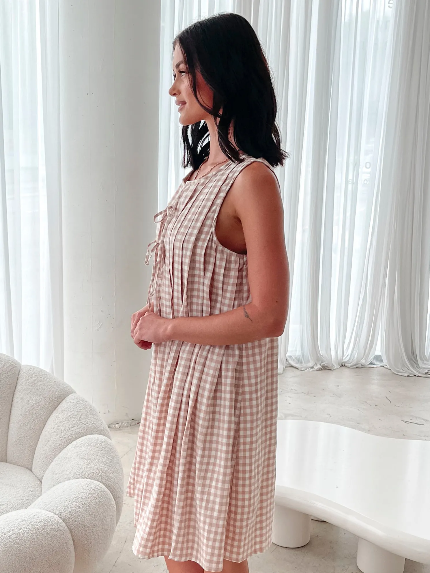 Kearah Dress - Beige Gingham