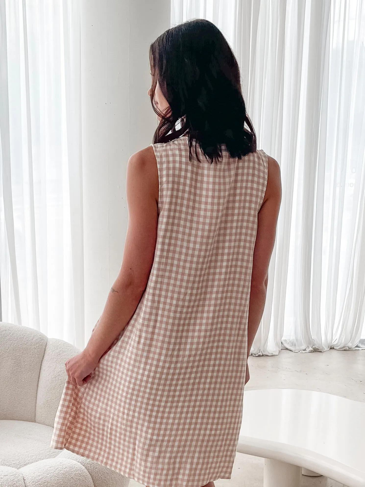 Kearah Dress - Beige Gingham