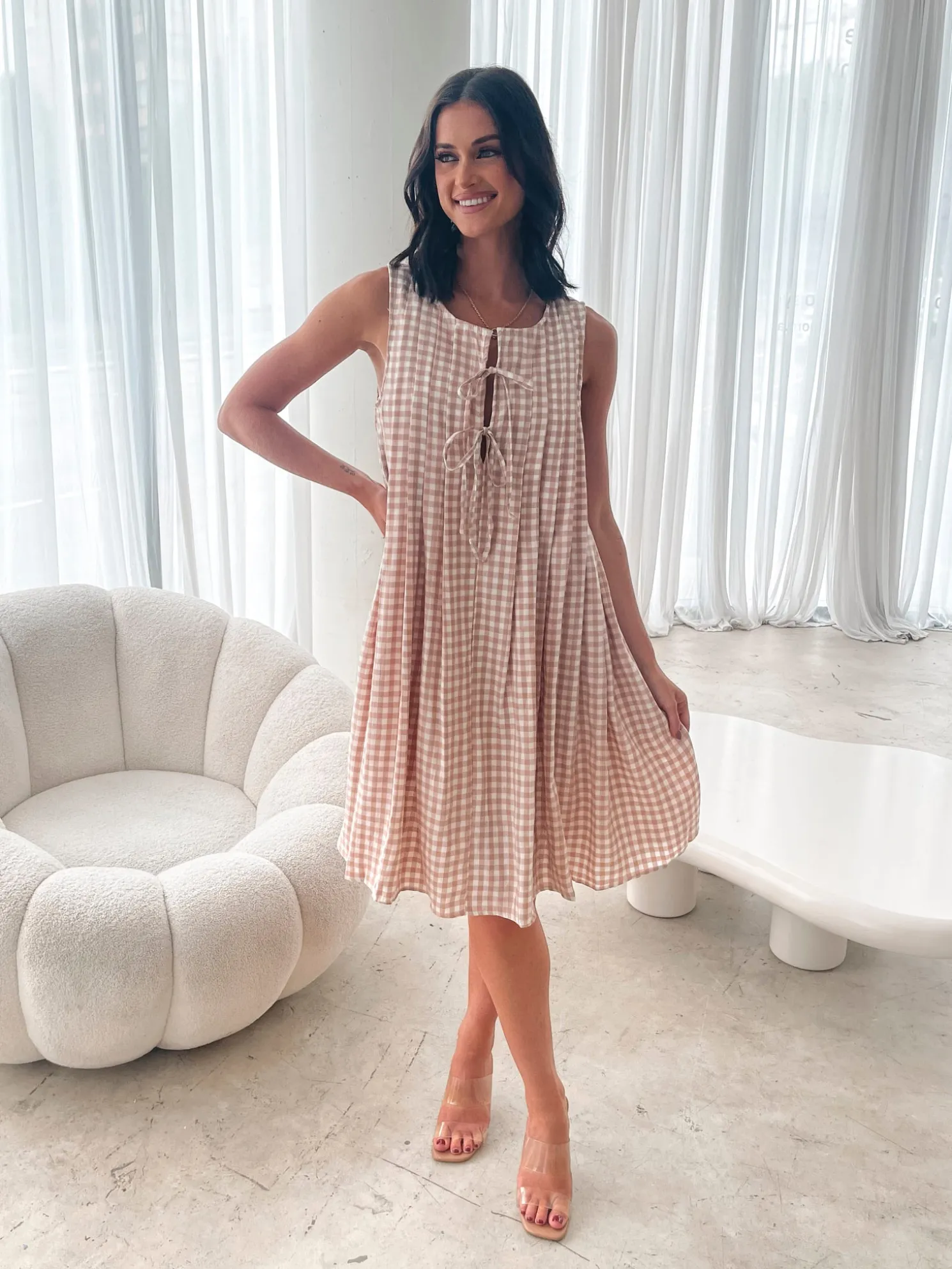 Kearah Dress - Beige Gingham