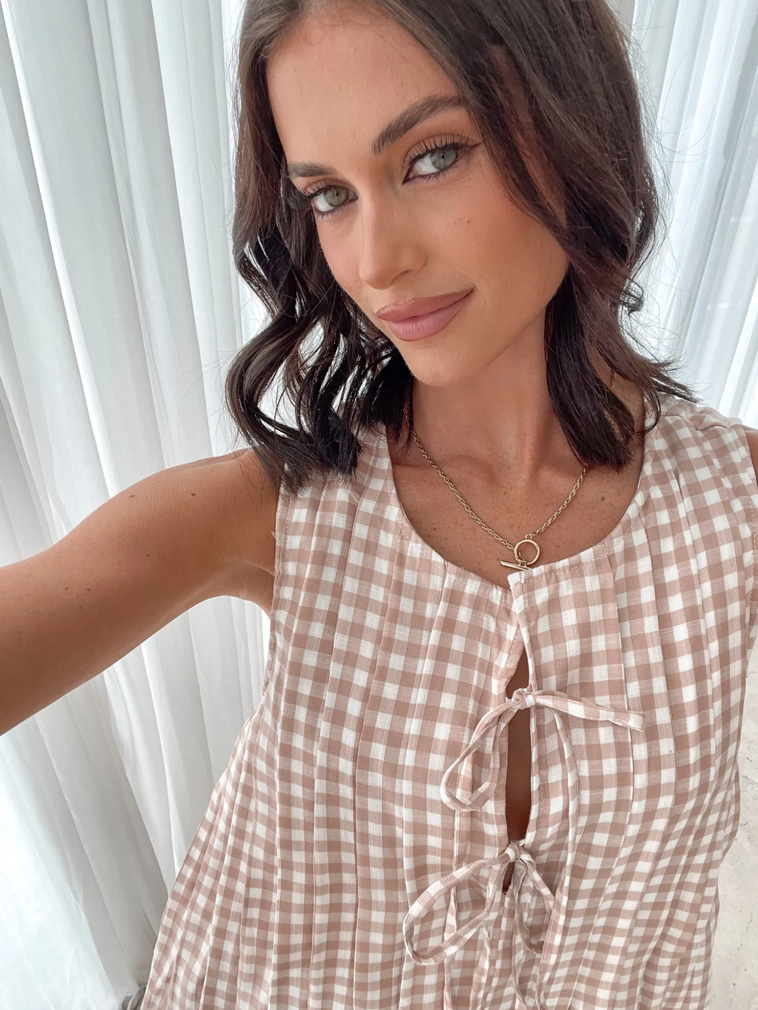 Kearah Dress - Beige Gingham