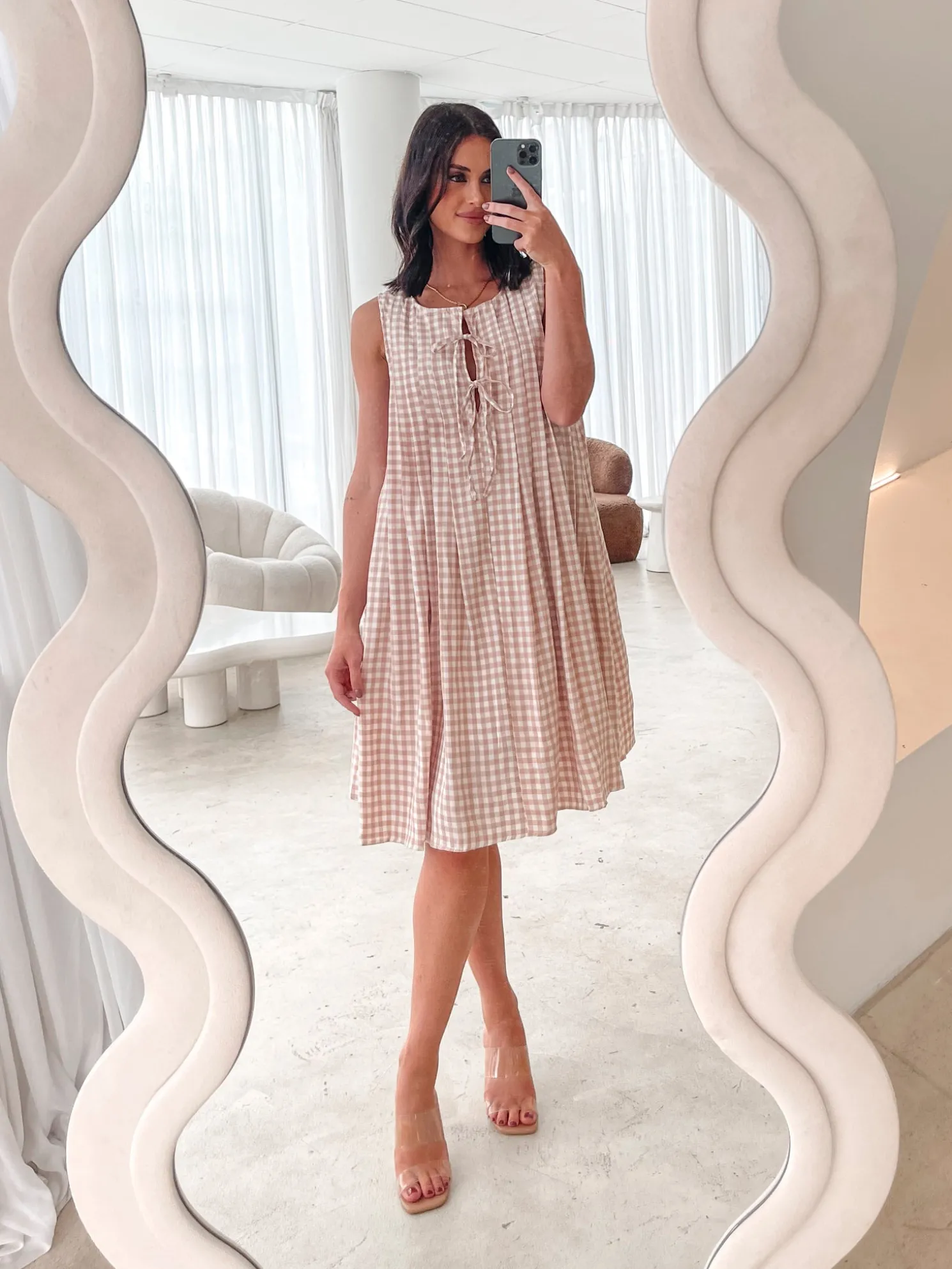 Kearah Dress - Beige Gingham