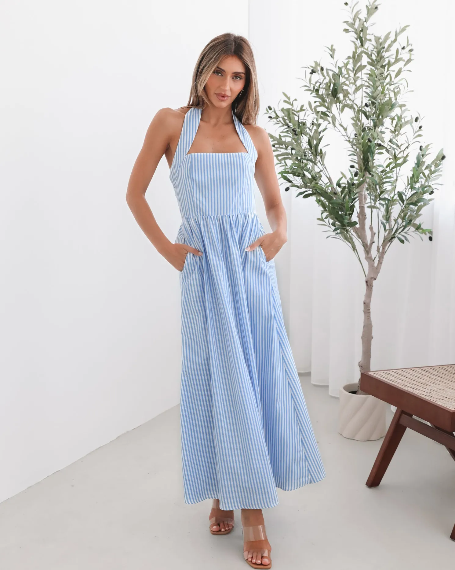 Phebe Dress - Blue Stripe