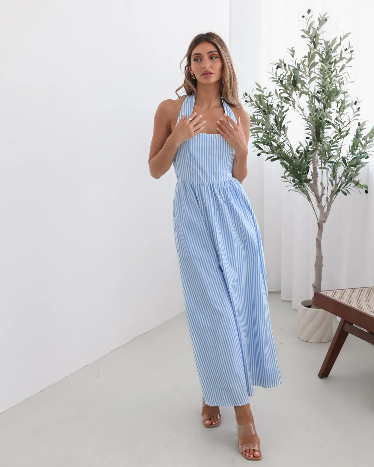 Phebe Dress - Blue Stripe