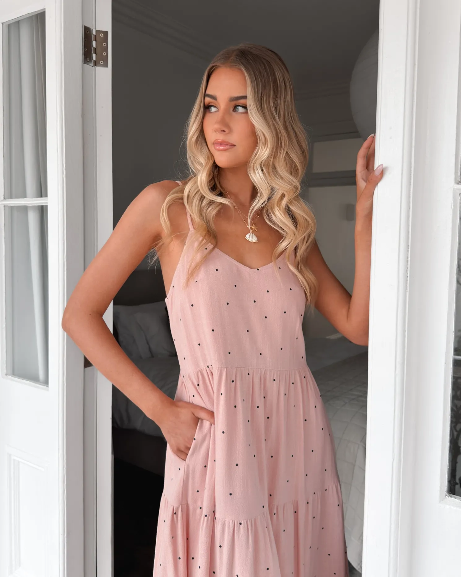 Sona Dress - Pink Spot