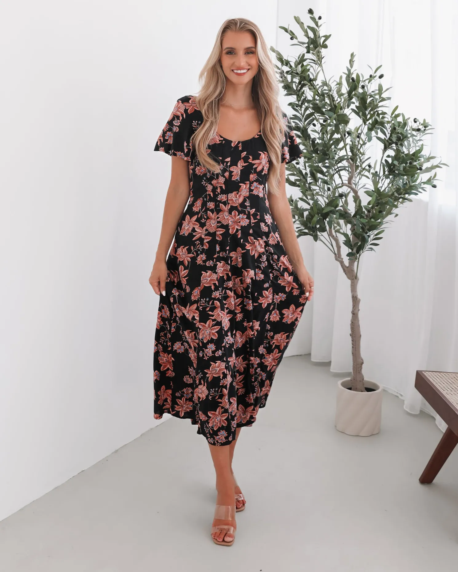Sorcha Dress - Black Floral