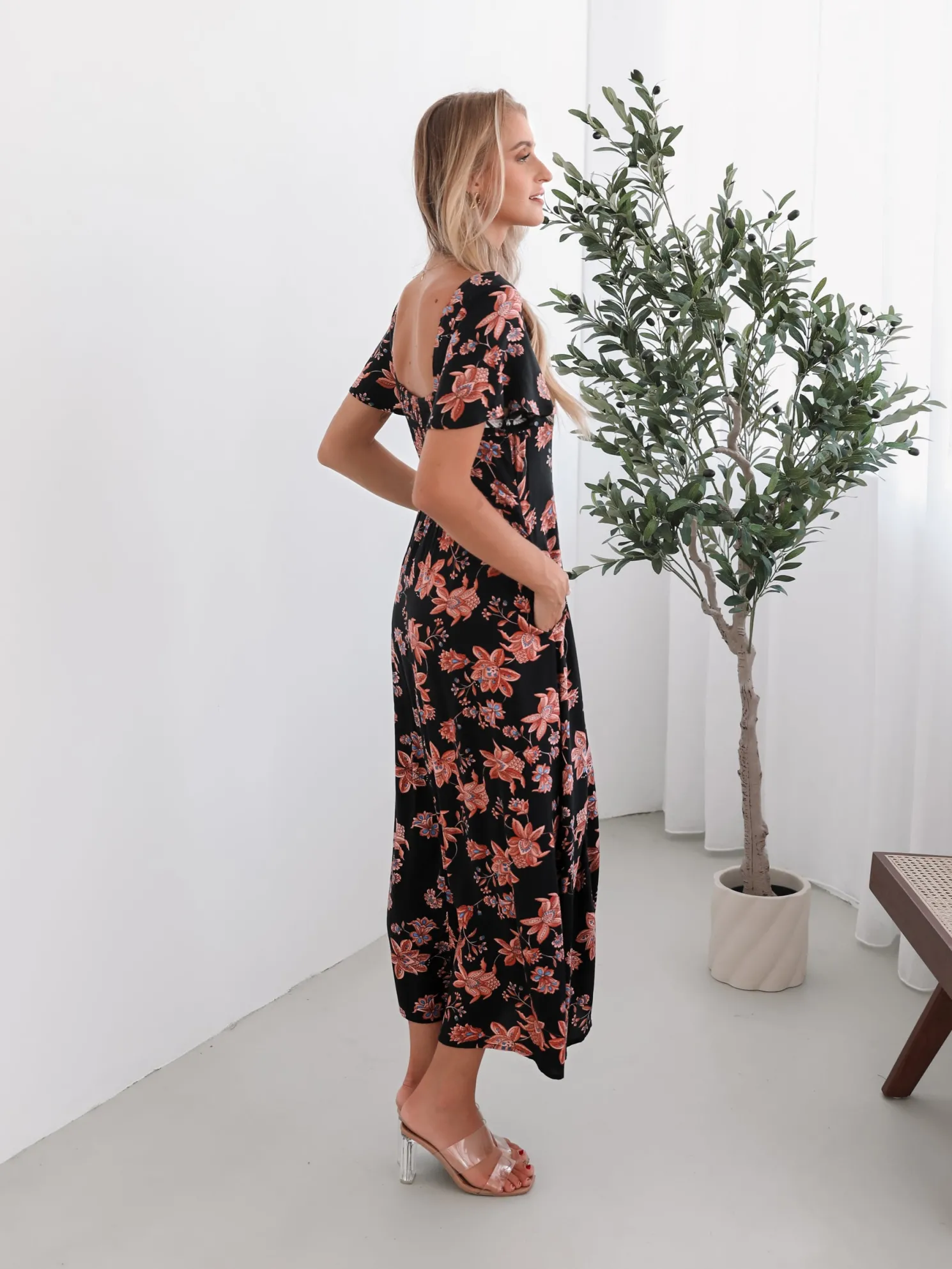 Sorcha Dress - Black Floral