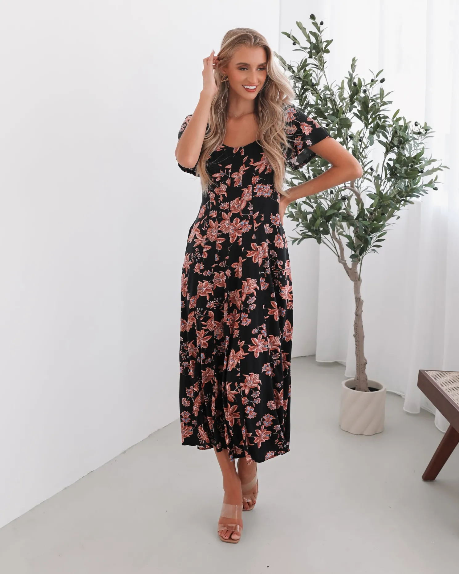 Sorcha Dress - Black Floral