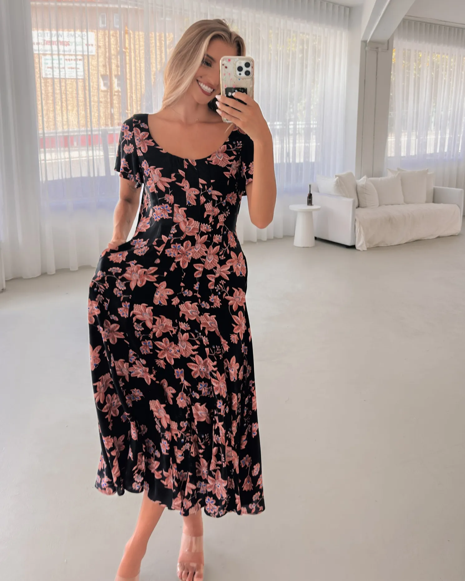 Sorcha Dress - Black Floral