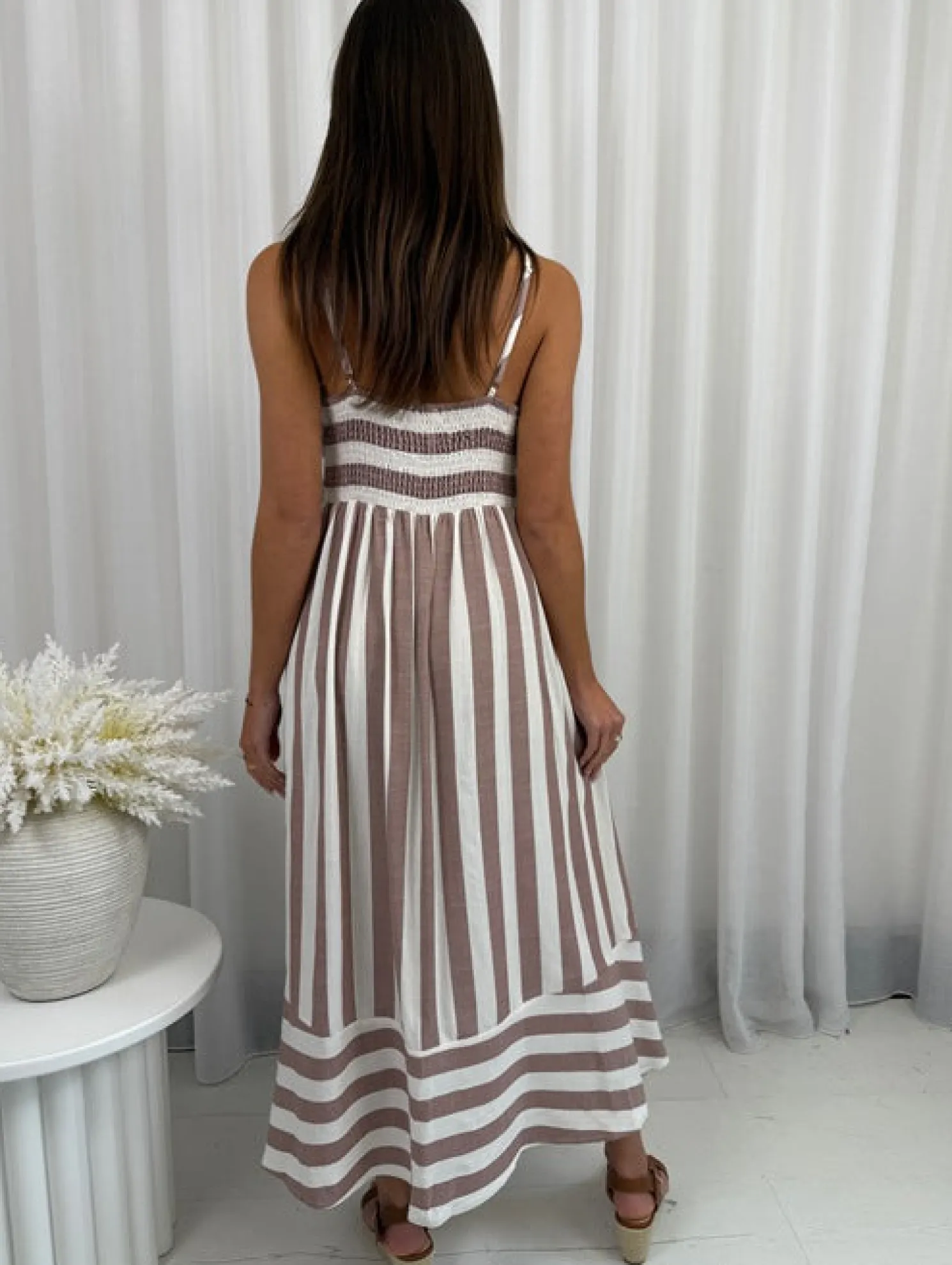 Teyana Dress - Tan Stripe