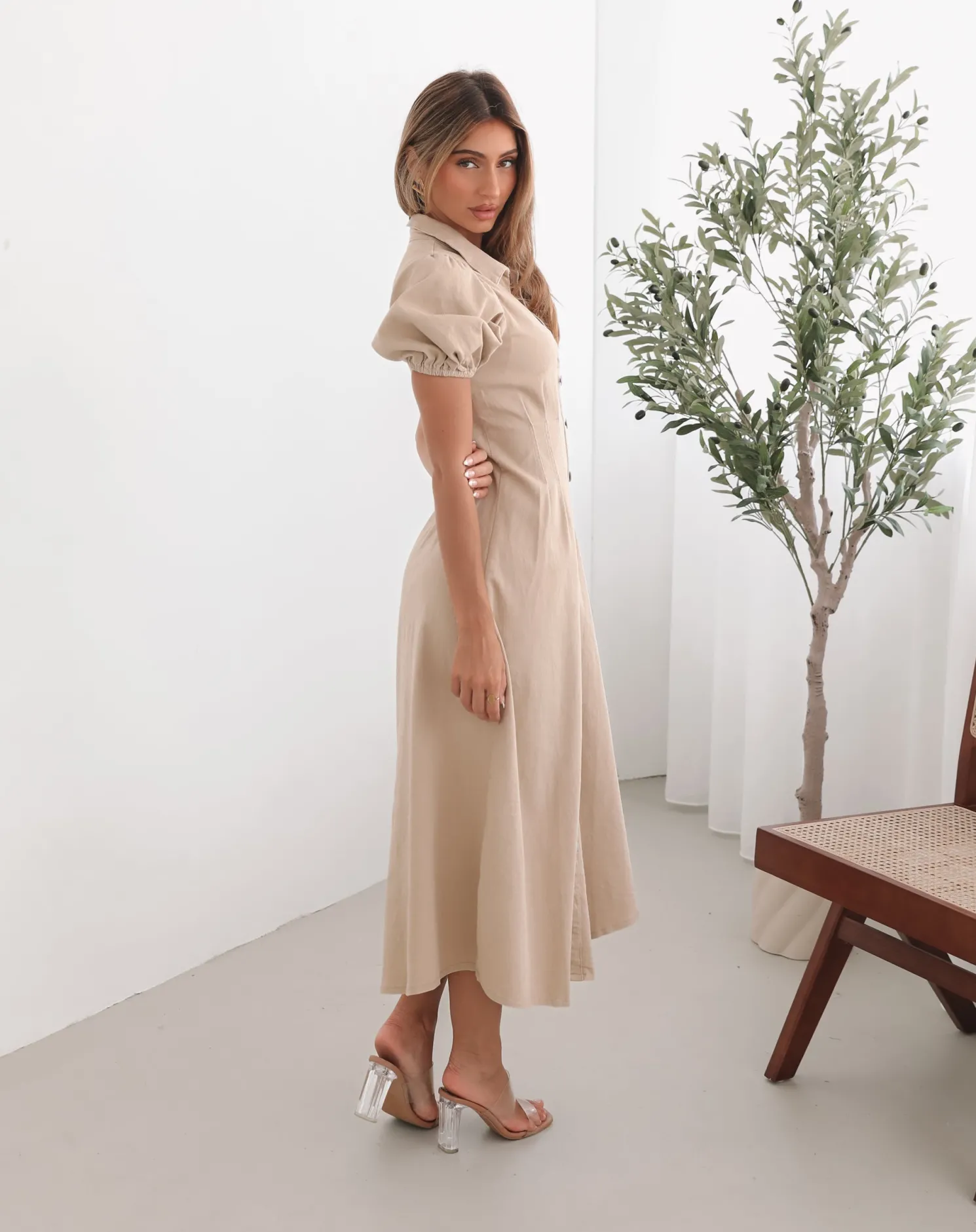 Zorina Dress - Beige